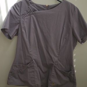 Gray Jaanuu Asymmetric Scrub Top